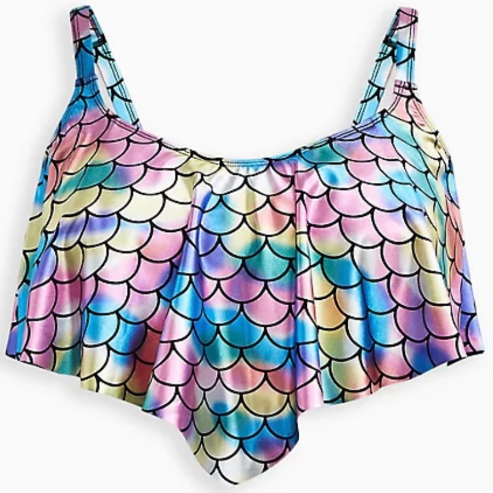 NWT Size 1X, Wireless V Flounce Bikini Top